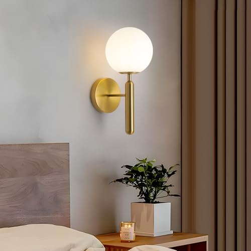 Wall Sconces Milk Glass Wall Lamp Mid Century Modern Wall Light for Bedroom Bathroom Living Room Hallway, Indoor Hallway Wall Lights - Image 6