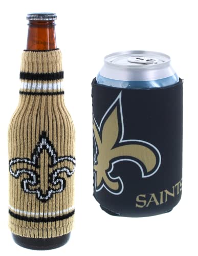 Football Can & Bottle Holder Insulator Beverage Huggie Cooler (New Orleans (Saints) - Krazy Kaddy)