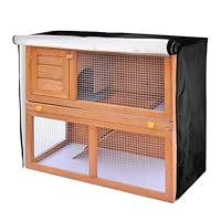 Ieron Kaninchenstall-Abdeckung, 48 Zoll, Doppelstall-Abdeckung, Winddicht, wasserdicht, Thermo-Käfig-Abdeckung, Outdoor-Hasenstall-Abdeckung für Meerschweinchenkäfig, 122 x 50 x 105, Schwarz
