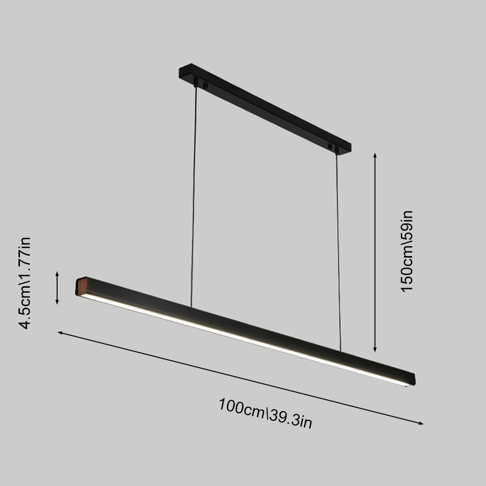 linéaire LED Noir, Barre Lumineuse Suspendue, plafonnier Minimaliste, luminaire d'îlot de Cuisine, Longue Bande Suspendue pour Lampes de Table de Salle à Manger de Bureau