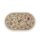 Collections Etc Colorful Oval Floral Butterfly Accent Rug with Skid-Resistant Backing - Décor for Any Room in Home, Beige, 20'X34' - Made in The USA