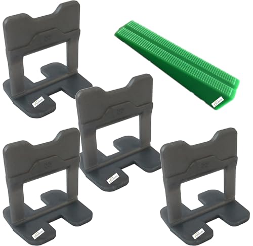 700 Pezzi Sistema di Livellamento delle Piastrelle 0,5 mm, 500 pezzi Distanziatori per piastrelle, 200 pezzi cunei riutilizzabili per livellamento del pavimento