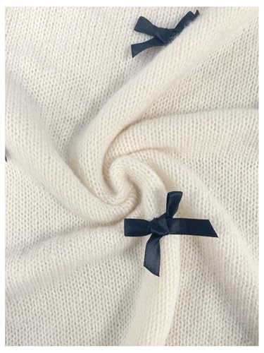 SweatyRocks Women's Plus Size Puff Short Sleeve Bow Decor Lightweight Sweaters Summer Knit Top3