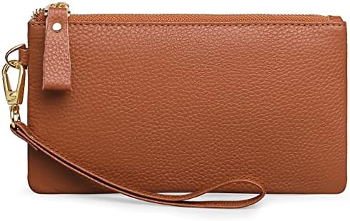 SENDEFN Portefeuilles en cuir pour femmes avec blocage RFID, fermeture éclair autour, porte-cartes de crédit et pochette pour téléphone, Violet foncé
