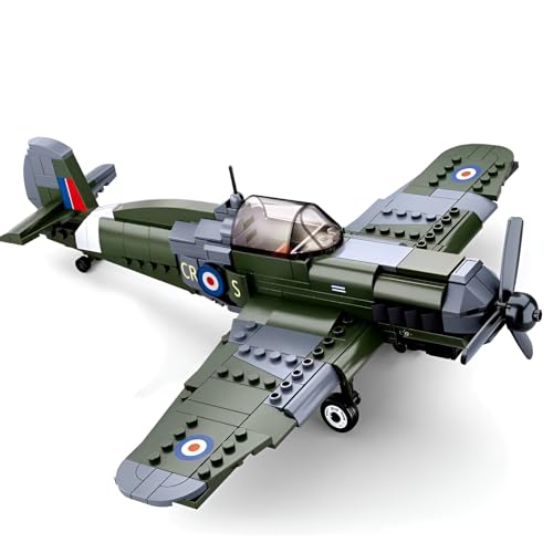 SymGrpu Spitfire Fighter Military Aircraft 290-Piece 29 cm Building Bricks Model Kit