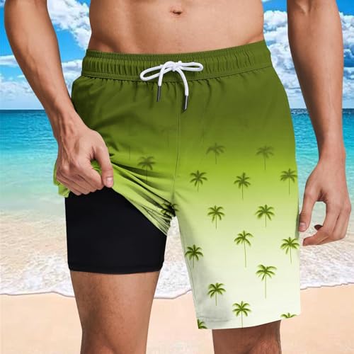 Floral Print Shorts for Men Lightweight Elastic Waist Hawaiian Short Pants Drawstring Summer Beach Trunks2