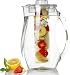 Fruit Infuser Water Pitcher by Harcas. 2.9 Quart (2.75 Liters). Best for Infused Lemon, Juice, Herbs or Tea Beverages. Shatterproof Acrylic with Ice Core