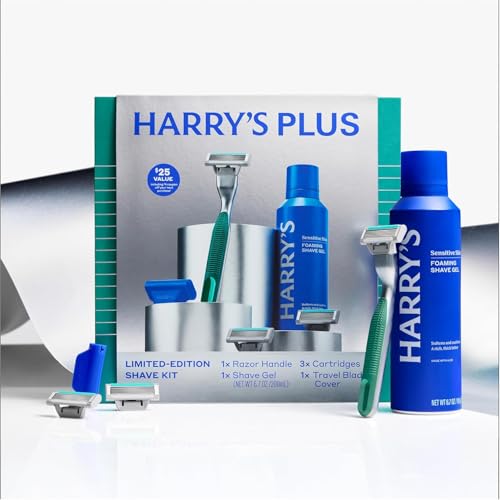 Harry's Plus Shave Gift Set for Men - Limited Edition Shave Kit for Men | 1 Razor Handle, 3 Cartridges, 1 Travel Blade Cover, and 6.7 oz Foaming Shave Gel - image 7