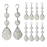 20pcs Teardrop Crystals & Maple Leaf Chandelier Pendant Prisms Christmas Tree Decorations
