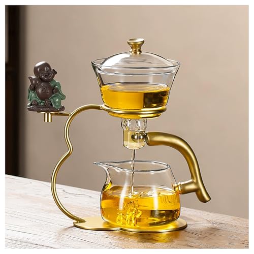 KALWEL, Set da tè semiautomatico,Teiera magica,Bollitore magnetico in vetro per uso domestico, Set da tè automatico in vetro, Lazy Tea Brewer