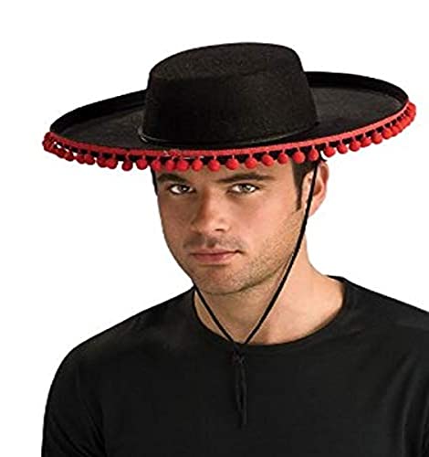 ADULT Spanish Costume Hat with RED Pom Poms (Pom poms are redder than appear in photo)