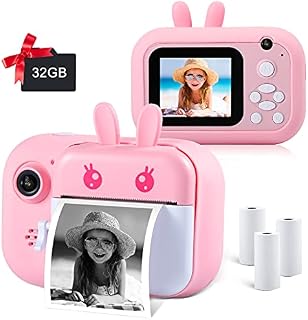 MINIBEAR Instant Camera for Kids, 40MP Kids Digital Camera 2.4 Inch 1080P HD Screen Video Camera for Boys, Girls Toy Camera, Child Selfie Camera Toddler Camera Kids Camcorder w 32GB TF Card (Pink+ABS)