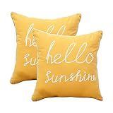 YIcabinet Set of 2 Soft Soild Decorative Square Throw Pillow Covers Outdoor Patio Pillow Yellow Hell