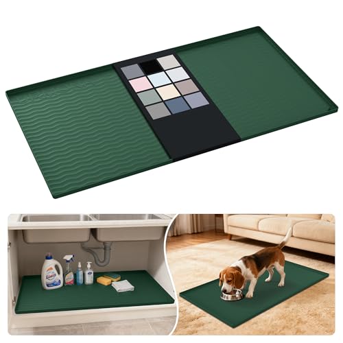 URMONA Waterproof Silicone Under Sink Mat, 40 x 22 in, Flexible Shelf Liner