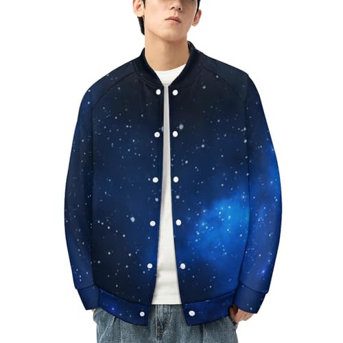 Blue-Starry Sky Casual Jacket for Men Fashion Button Down Coat with Pockets Sports2