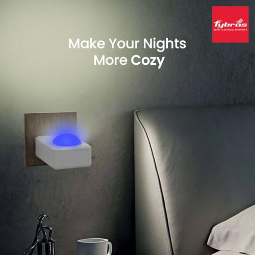 Image of FYBROS Bloom Pro LED Night Lamp | 0.5W | Blue Light | Indirect Lighting | 2-Pin Plug | Energy Efficient | Low Power Consumption | Ideal for Bedroom, Kids Room, Hallway | Pack of 1