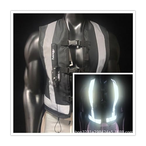 LMLTOP Reflective Jacket Vest Motorcycle Airbag Vest Racing Inflatable Air Vest Suitable for All Seasons (Color : Black, Size : Medium)