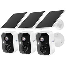 Hiseeu Solar Camera Security Outdoor, 3 Pack 100% Wireless 2K 4MP Surveillance Indoor WiFi Smart Cameras for Home Security Outside, PIR/AI Motion Detection, Waterproof, Color Night Vision, 2-Way Audio