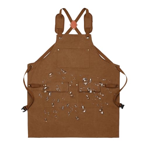 Tablier de cuisine imperméable à bretelles croisées et poches pour homme et femme