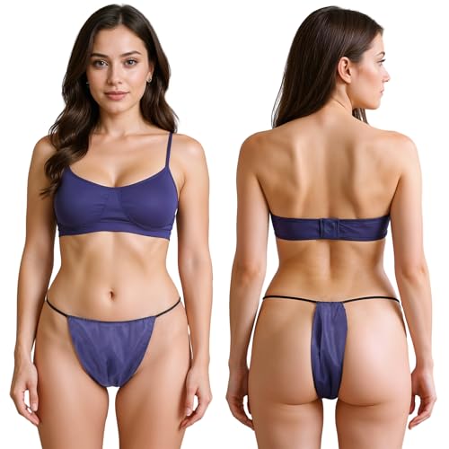 Image of Telooco 100 Pcs Disposable Thong Panties Women T Thong for Spa Non-woven Fabrics Disposable Underwear for Spray Tanning