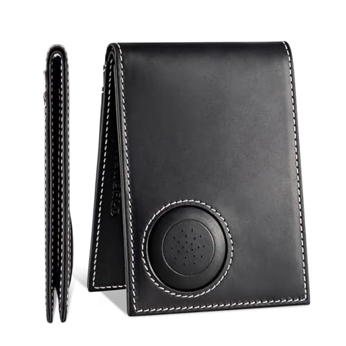 Airtag Wallet for Men, Bifold Full-Grain Leather Wallet for Apple Air Tag, Slim Men's Wallet with Airtag Holder, RFID Blocking, 12 Card Slots, Gift Box