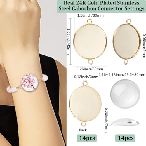 Conectores de cabujón con baño de oro de 24k y cristal para pulseras Beebeecraft 3
