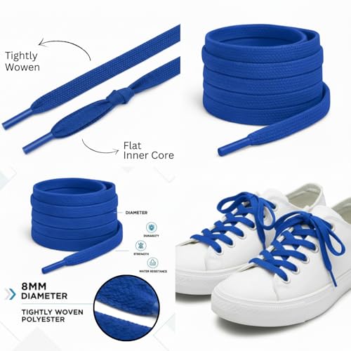 Image of Heavy Duty Flat Shoe Laces for Men & Women | Comfortable, Strong Grip & Stylish Sneaker Laces