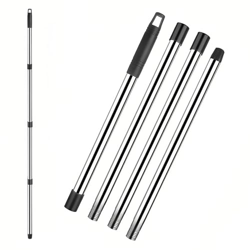 AMONENZ Palo Fregona, Pertiga Telescopica de Acero Inoxidable, Palo Telescopico Limpieza, con Mango de PP, para Hogares, Lavaderos de Autos, Hoteles
