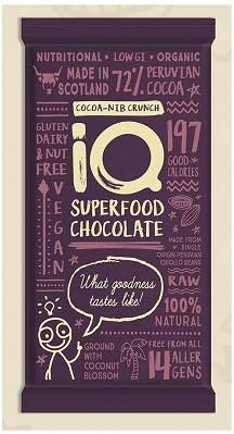 IQ Chocolate Organic Cocoa-Nib Crunch 35 g (Pack of 24)