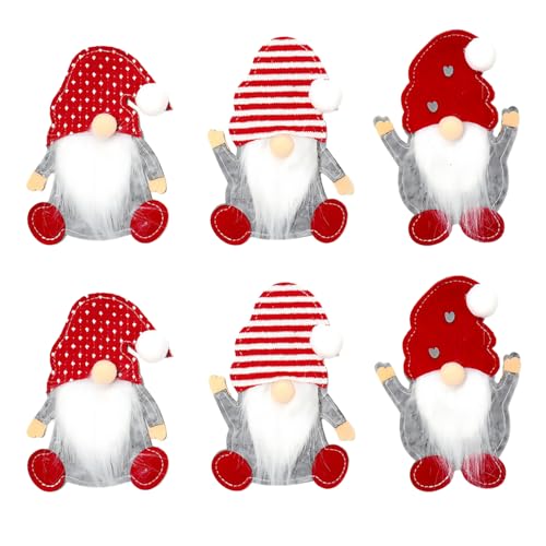 Nirecu Bestecktasche Weihnachten,Besteckhalter Weihnachten Filz,6 Stück Wichtel Bestecktaschen Weihnachtsdeko Tischdeko,Rot Weihnachts Messer Gabeln Löffel für Party Tisch Weihnachtsdeko