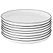 Gibson Home Oslo 8-Piece Porcelain Chip and Scratch Resistant Dinner Plate Set – White with Black Rim, Microwave & Dishwasher Safe