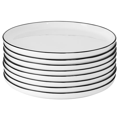 Gibson-Home-Oslo-8-Piece-Porcelain-Chip-and-Scratch-Resistant-Dinner-Plate-Set-White-wBlack-Rim Gibson Home Oslo 8 Piece Porcelain Chip and Scratch Resistant Dinner Plate Set White wBlack Rim
