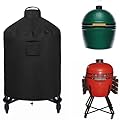 WOMACO Cover for Large Big Green Egg Waterproof Ceramic Grill Cover Heavy Duty Outdoor Small Medium XL Smoker Green Egg Ventilated Protective Covers (Large, Black)