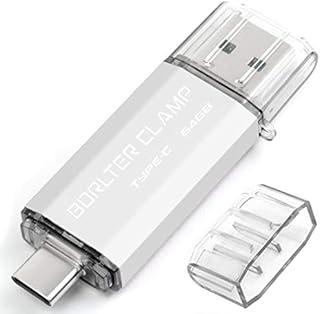 BorlterClamp 64GB Type C USB 3.0 Dual Port Flash Drive USB C OTG Memory Stick for Android Smartphones Samsung Galaxy S9/S8/Note9, LG, Tablets & Computer (Red)