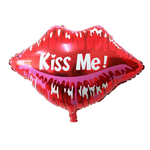 Dzrige 18 Inch Kiss Me Balloons Red Kiss Lip Balloons For Valentines Day Party Romantic Engagement Anniversary Wedding Birthday Decor Supplies (5Pcs) #TOP1