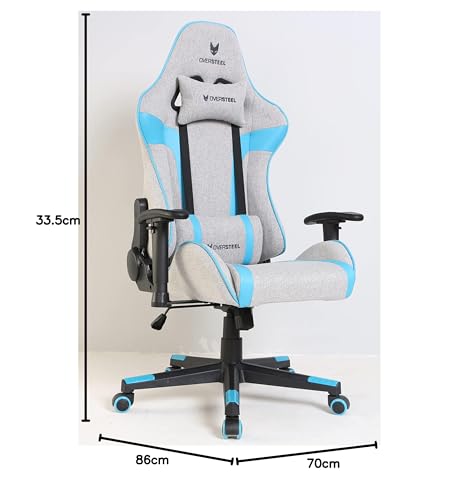 ULTIMET Sedia da gaming professionale, tessuto traspirante, braccioli 2D, altezza regolabile, schienale reclinabile a 180°, pistone a gas classe 3, fino a 120 kg, colore Grigio/Blu - Sedia gaming - Immagine 12