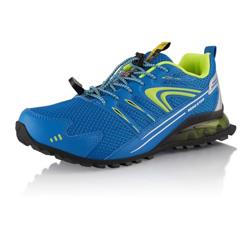 Fusskleidung® Damen Herren Wanderschuhe Atmungsaktive Trail Running Trekkingschuhe Blau Grün EU 37