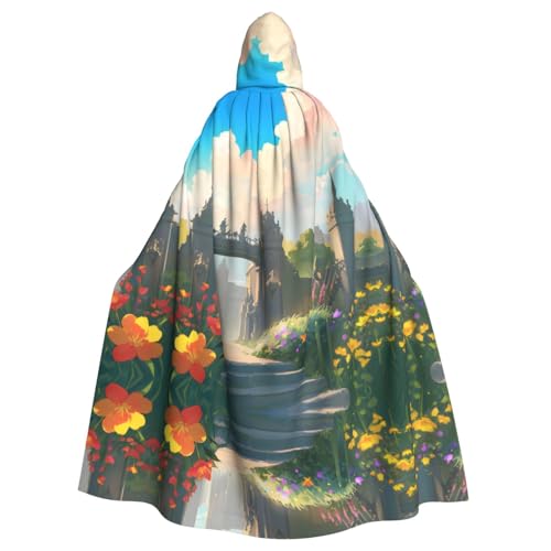 chunnua Outside the Castle Gate Printed Hooded Cape, unisex, suitable for anime conventions, themed parties, and stage performances.