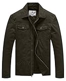 WenVen Men's Fashion Canvas Jacket Military Utility Jacket (Army Green,3XL)