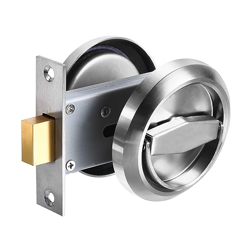 PATIKIL 4.8mm Round Recessed Pull Handle Knob, Recessed Pulls Hidden Concealed Handle Knob with Screws for Sliding Door Closet, Silver Tone