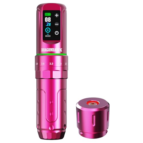 Dragonhawk L3 Cordless/Cord Tattoo Gun Rotary Pen Machine, Powerful Mcore-L Tattoo Motor, 7 Strokes Length 2,000mAh Battery Power Supply Pink Color for Pro Artists Pink Color
