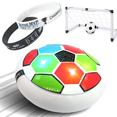 Kids Toys Hover Soccer Ball Set with 2 Goals White + 2 Motivational WRISTBANDS + DIY Color Stickers - Indoor Soccer Games LED Lights with Foam Bumper for Toddlers Boys Girls Gift Age 3 4 5 6 7 8 9 11+ Kids Toys Hover Soccer Ball Set with 2 Goals White + 2 Motivational WRISTBANDS + DIY Color Stickers - Indoor Soccer Games LED Lights with Foam Bumper for Toddlers Boys Girls Gift Age 3 4 5 6 7 8 9 11+