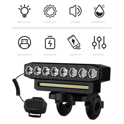 Luz Delantera para Montar en Bicicleta de Noche, Potente Faro Delantero para Bicicleta - Luz Delantera LED Recargable para Faros Delanteros de Bicicleta | Suministros de Ciclo de Linterna de Ciclismo - imagen 8