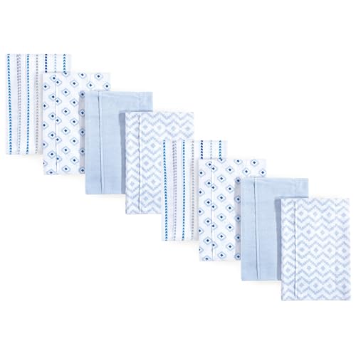 Image of Hudson Baby Cotton Poly Flannel Burp Cloths Multipack, Boy Modern 8-Pack, One Size