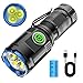 GEARLITE EDC Mini LED Taschenlampe Extra Hell 5000 Lumen, 5 Modi Taschenlampen LED Aufladbar mit Magnetische Klappe, 3×starke LEDs, Handlampe IPX4 Wasserdicht für Stirnlampe (EDC Taschenlampe)