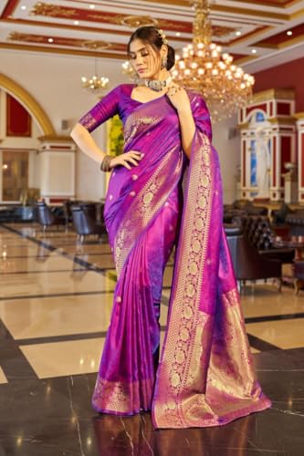 SWORNOF Womens Kanjivaram Banarasi Silk Saree Patola saree with Unstitched blouse piece - Image 3