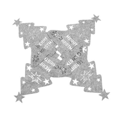 Cabilock 4 Piezas Porta Cubiertos Navidad con Diseño Árbol de Navidad Fieltro Gris Fundas para Tenedores y Decoración para Mesa Navideña Protector de Cubiertos y Festivo