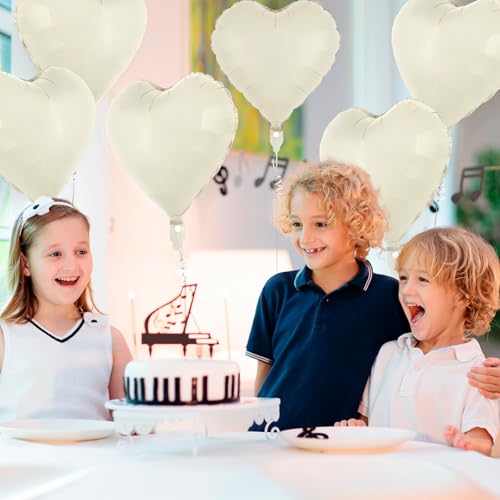 Image of 12 Pcs Cream Heart Balloons,18 Inch Heart Foil Balloons Love Balloon Valentine Balloon for Birthday Party Wedding Engagement Party Baby Shower Valentine Day Decorations