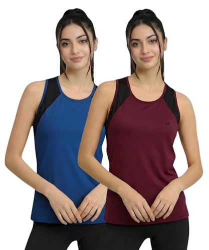 Image of White Moon Women's Gym Tank Top Combo | Pack of 2 Sleeveless Sports T-Shirts for Running, Training & Yoga