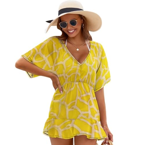 BSUYGET Yellow Cantaloupe Melon Rind Swimsuit Cover Ups for Women